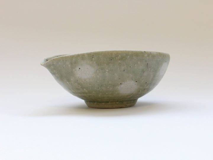 Ash Glazed dot Katakuchi Bowl - Crafted By Tatsuo Otomo