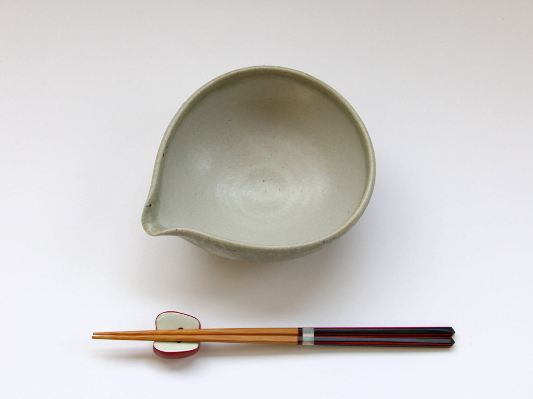 Ash Glazed dot Katakuchi Bowl - Crafted By Tatsuo Otomo