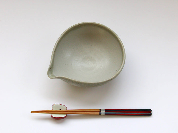 Ash Glazed dot Katakuchi Bowl - Crafted By Tatsuo Otomo