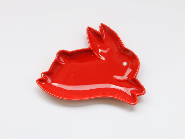 Rabbit Plate Red - Crafted By Tokushichi Kiln