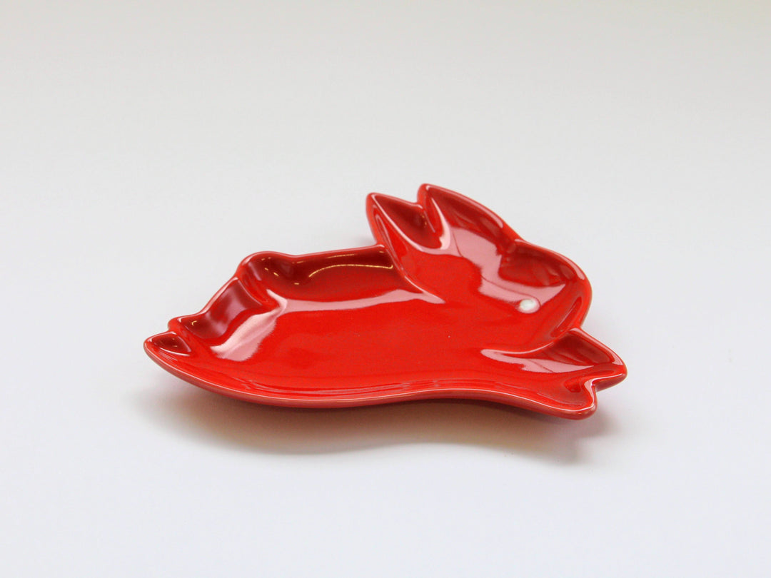 Rabbit Plate Red - Crafted By Tokushichi Kiln