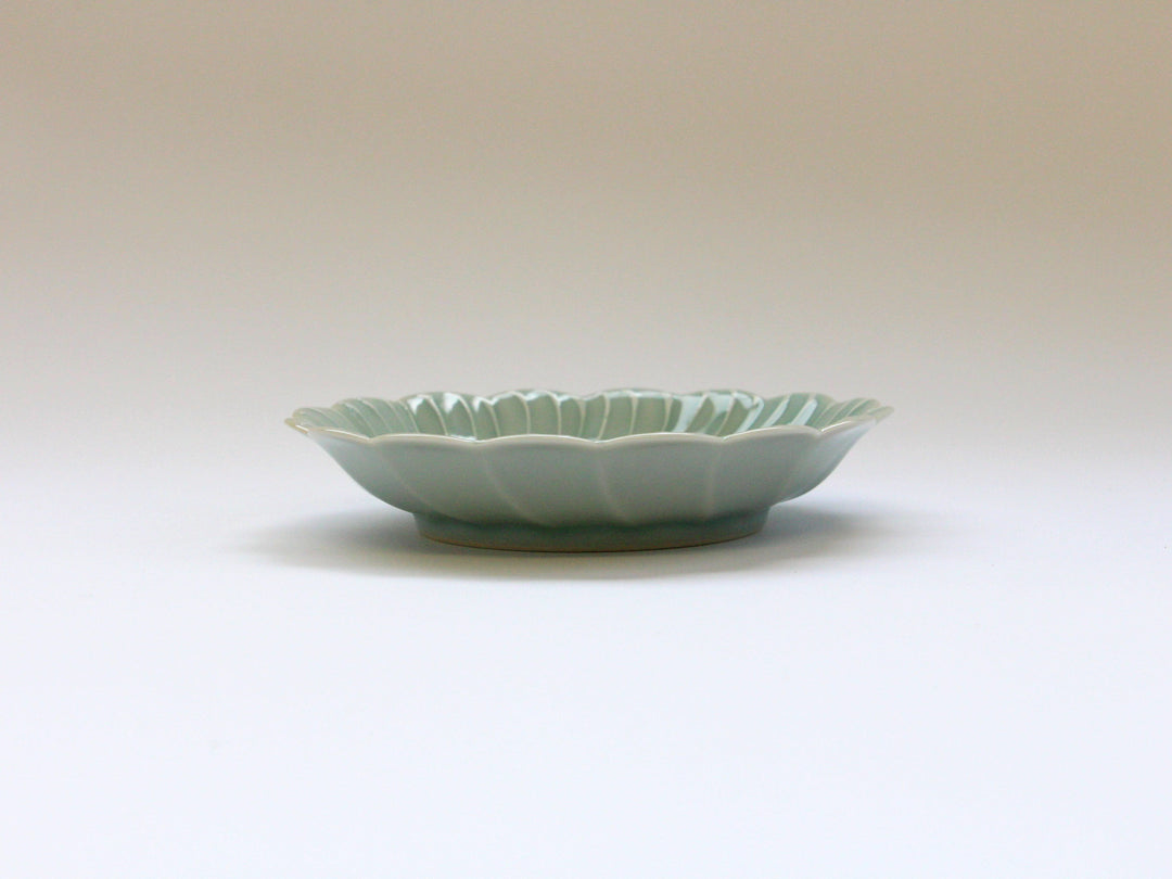 Slip Trailing Petal Flower Plate Celadon - Crafted By Tokushichi Kiln