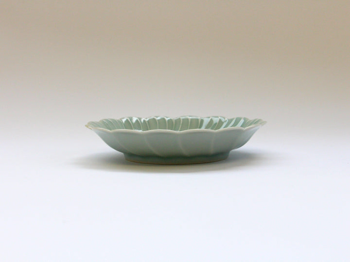 Slip Trailing Petal Flower Plate Celadon - Crafted By Tokushichi Kiln