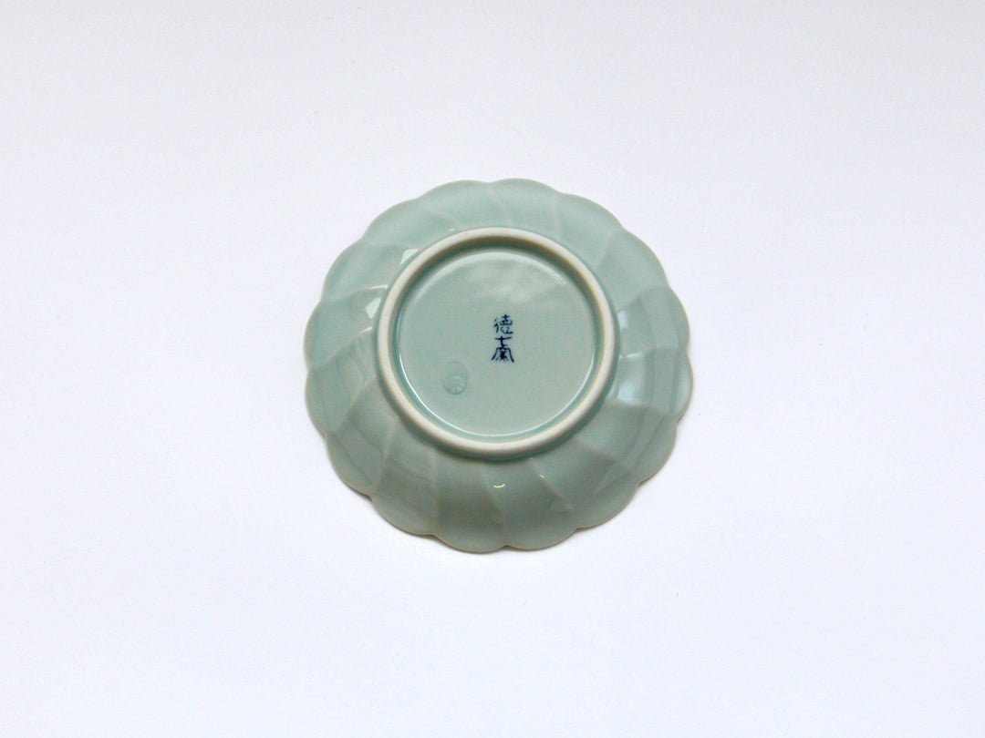Slip Trailing Petal Flower Plate Celadon - Crafted By Tokushichi Kiln