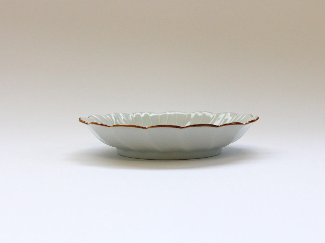 Slip Trailing Petal Flower Plate White Porcelain - Crafted By Tokushichi Kiln