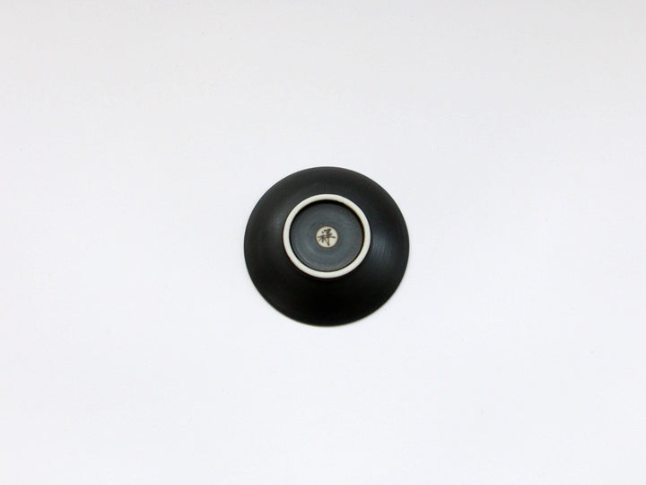 Black ceramic Carving (Japanese) 2.5-Sun Plate Ume - Crafted By Tamori Pottery