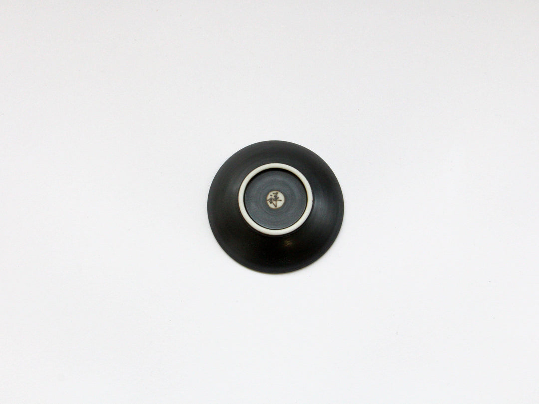 Black ceramic Carving (Japanese) 2.5-Sun Plate bamboo - Crafted By Tamori Pottery