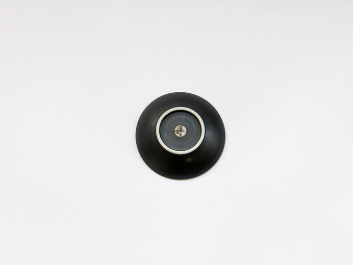 Black ceramic Carving (Japanese) 2.5-Sun Plate bamboo - Crafted By Tamori Pottery