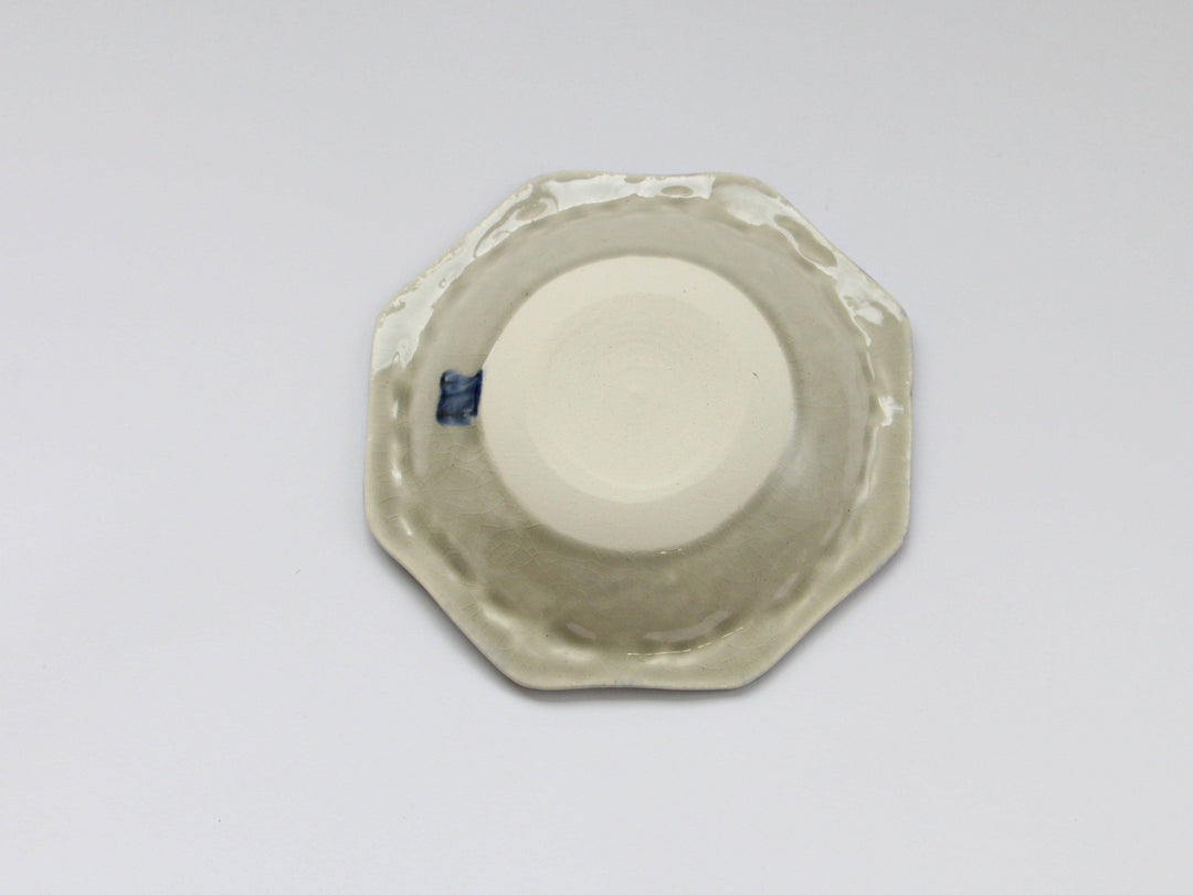 Gold-Colored Gray Clay Glazed Flower Pattern Octagonal Plate - Crafted
