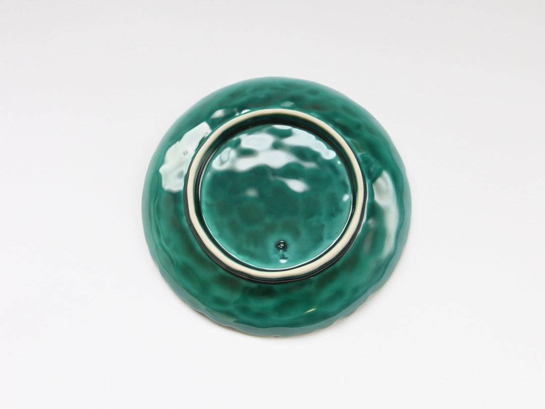 Dark Green Glazed Flower Chirashi Fruit Plate — Hand-Glazed Japanese Porcelain by Kajiken Seiji