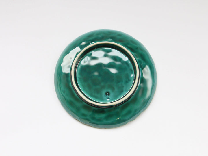 Dark Green Glazed Flower Chirashi Fruit Plate — Hand-Glazed Japanese Porcelain by Kajiken Seiji