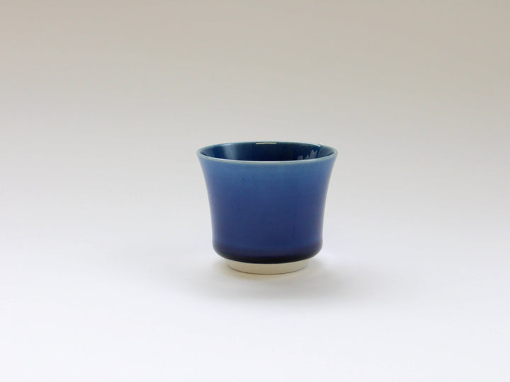 LapisLazuli Glazed Hemp Leaf Carved Sake Glass - Crafted By Kajiken Seiji