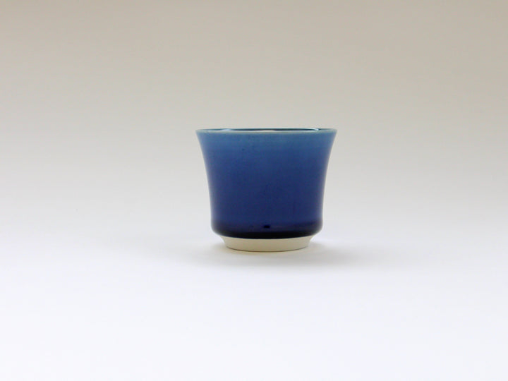 LapisLazuli Glazed Hemp Leaf Carved Sake Glass - Crafted By Kajiken Seiji