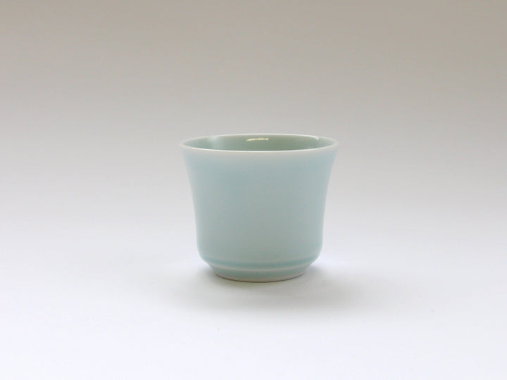 Blue and White Porcelain Blue Hemp Leaf Carved Sake Glass - Crafted By Kajiken Seiji
