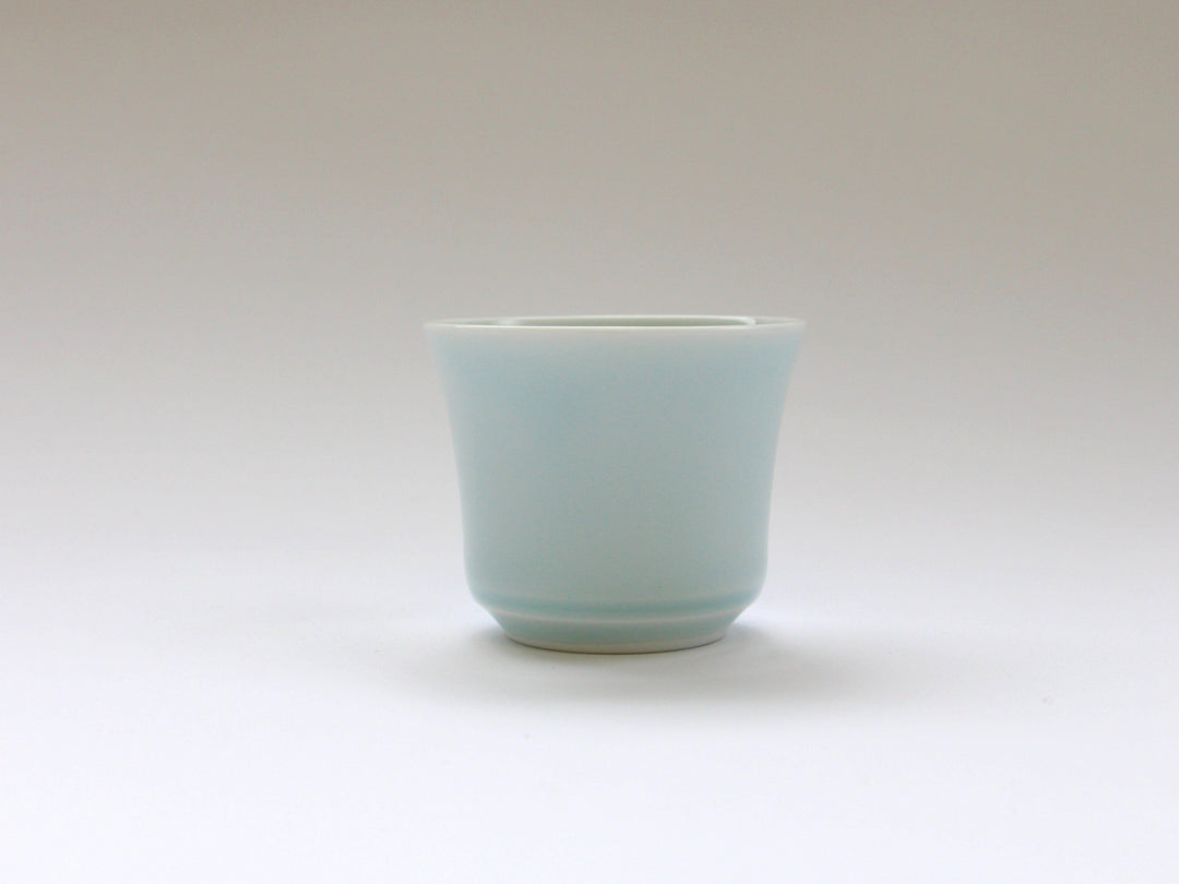 Blue and White Porcelain Blue Hemp Leaf Carved Sake Glass - Crafted By Kajiken Seiji