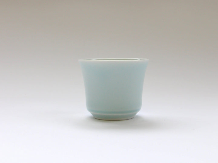 Blue and White Porcelain Blue Hemp Leaf Carved Sake Glass - Crafted By Kajiken Seiji