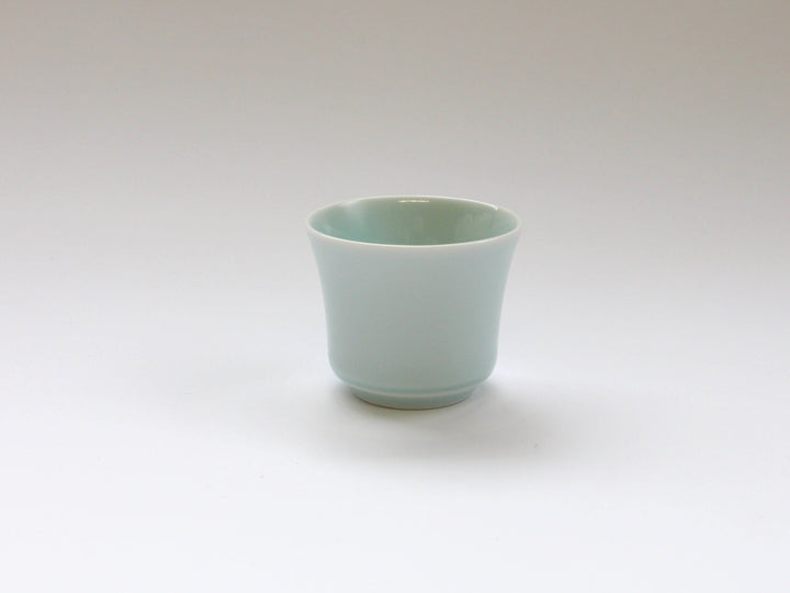 Blue and White Porcelain Hemp Leaf Carved Sake Glass - Crafted By Kajiken Seiji