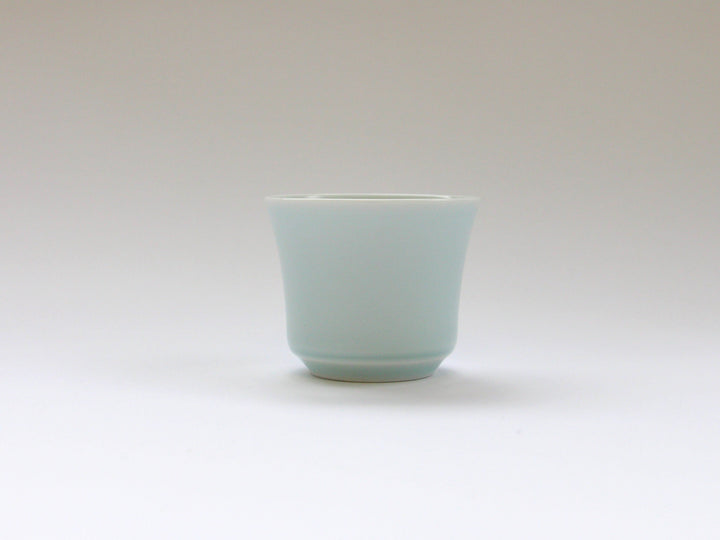 Blue and White Porcelain Hemp Leaf Carved Sake Glass - Crafted By Kajiken Seiji