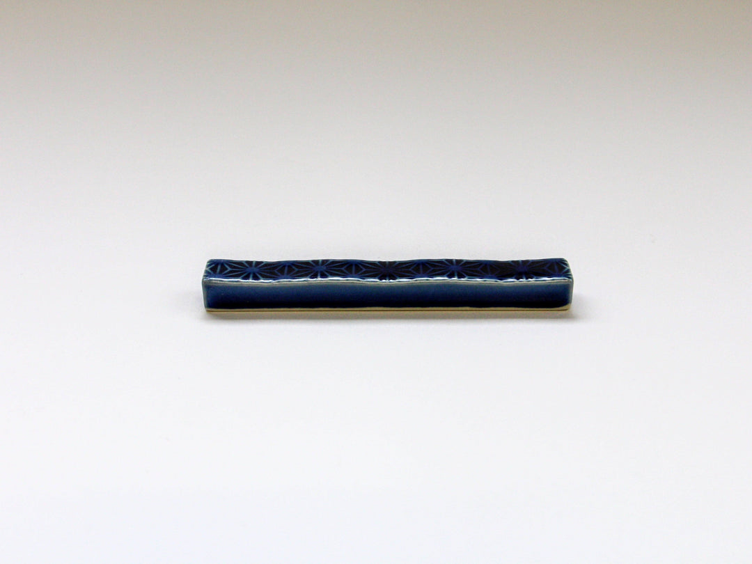 LapisLazuli Glazed Hemp Leaf Carving Long Square Rest - Crafted By Kajiken Seiji