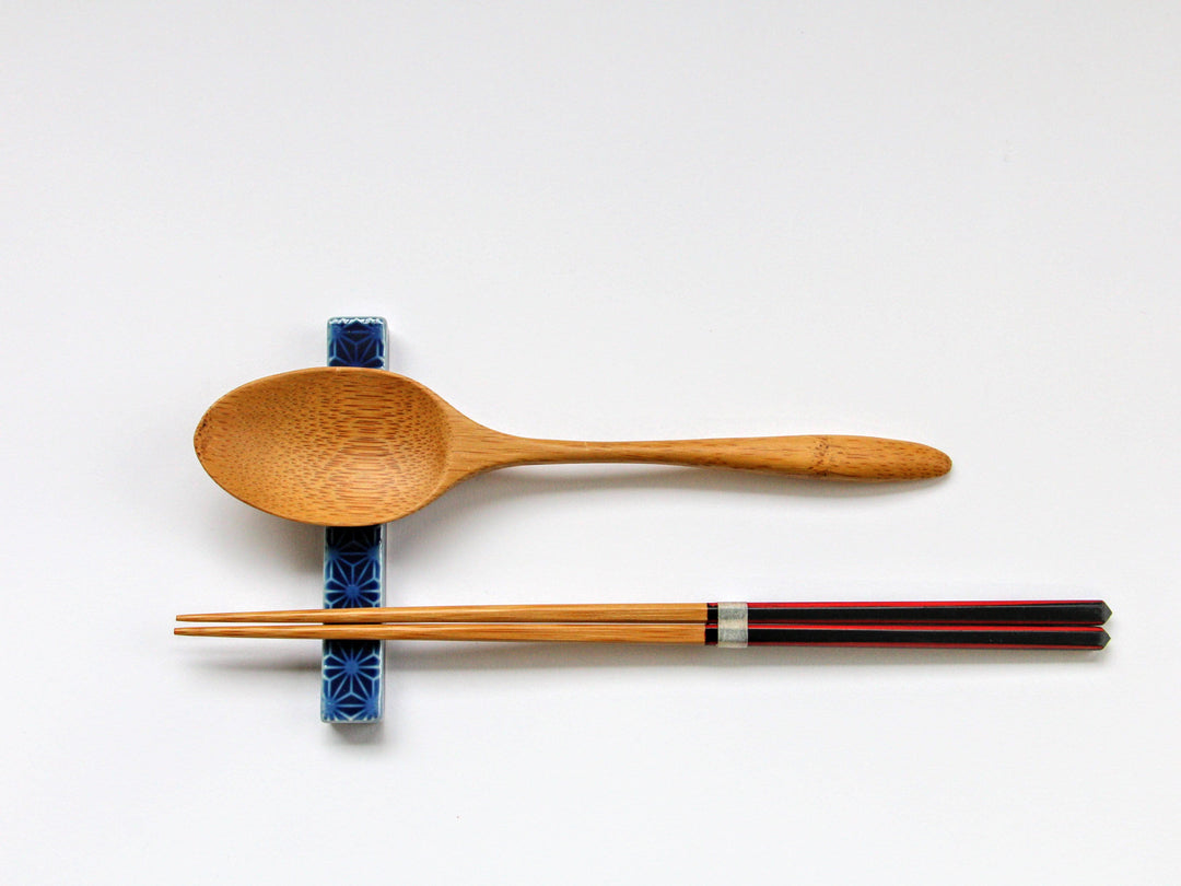 LapisLazuli Glazed Hemp Leaf Carving Long Square Rest - Crafted By Kajiken Seiji