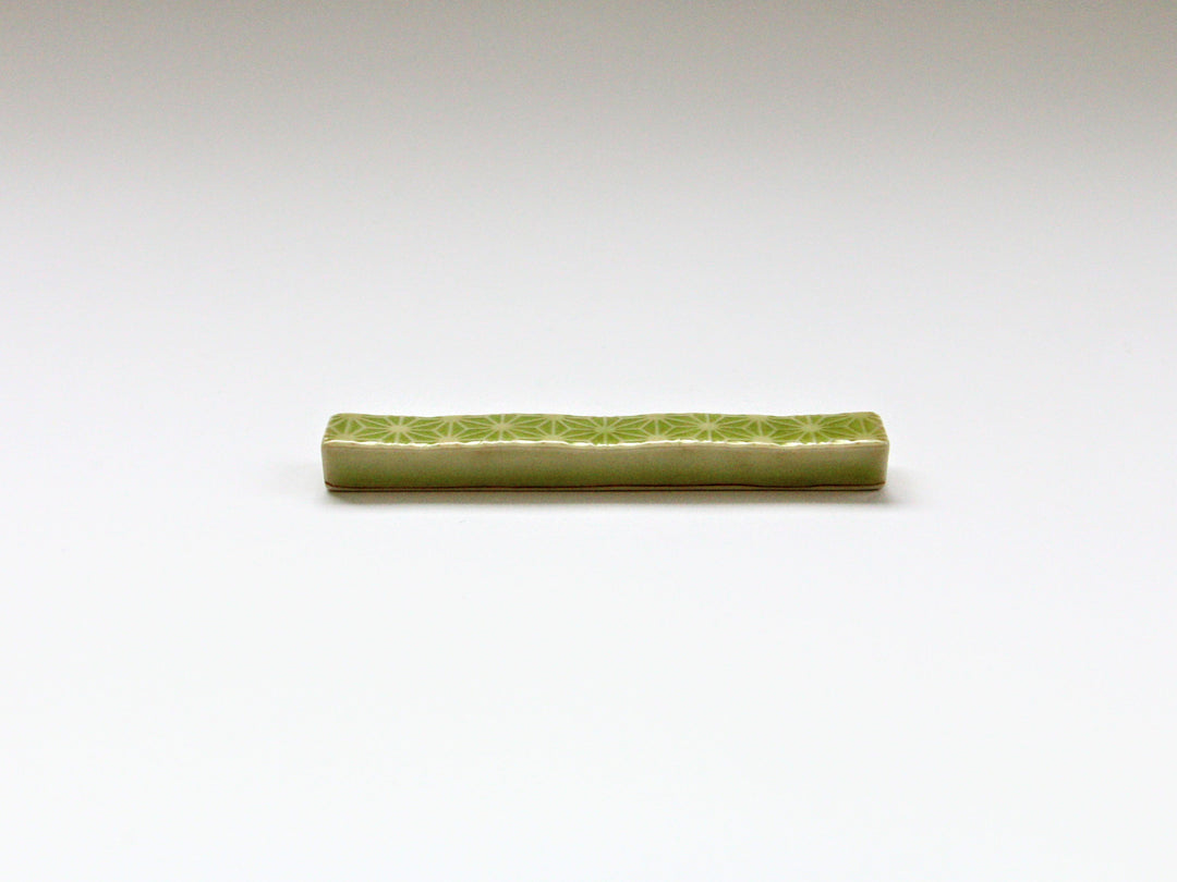 Siskin Glazed Hemp Leaf Carving Long Square Rest - Crafted By Kajiken Seiji