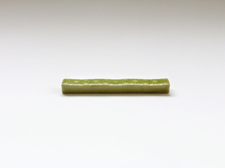 Siskin Glazed Hemp Leaf Carving Long Square Rest - Crafted By Kajiken Seiji