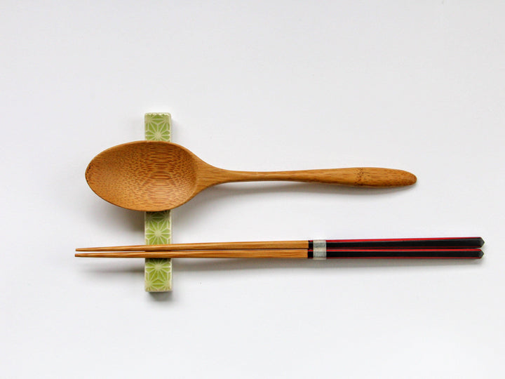 Siskin Glazed Hemp Leaf Carving Long Square Rest - Crafted By Kajiken Seiji
