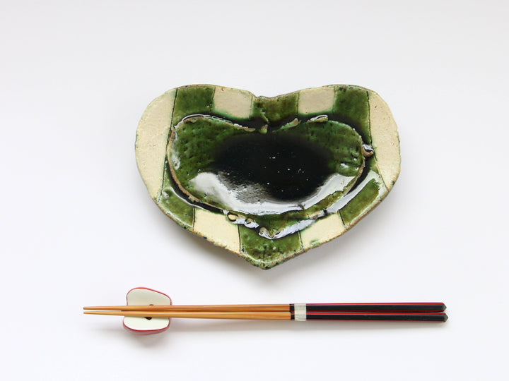 Oribe Striped Heart Plate Small - Crafted By Kazuhito Yamamoto