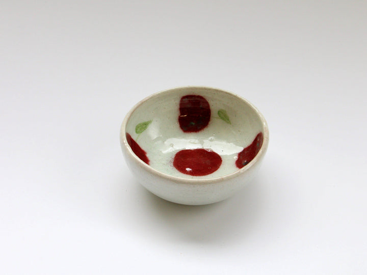 Red Flower Pattern Round Small Bowl - Crafted By Iwao Pottery