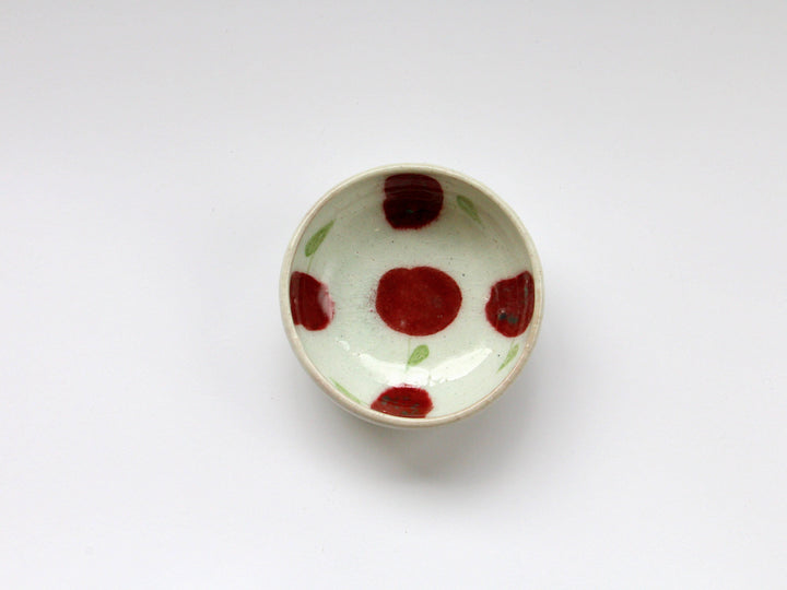 Red Flower Pattern Round Small Bowl - Crafted By Iwao Pottery
