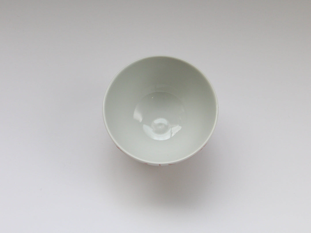 Slip Trailing Hemp Leaf Motenashi Rice Bowl Small Red - Crafted By Fukuho Kiln