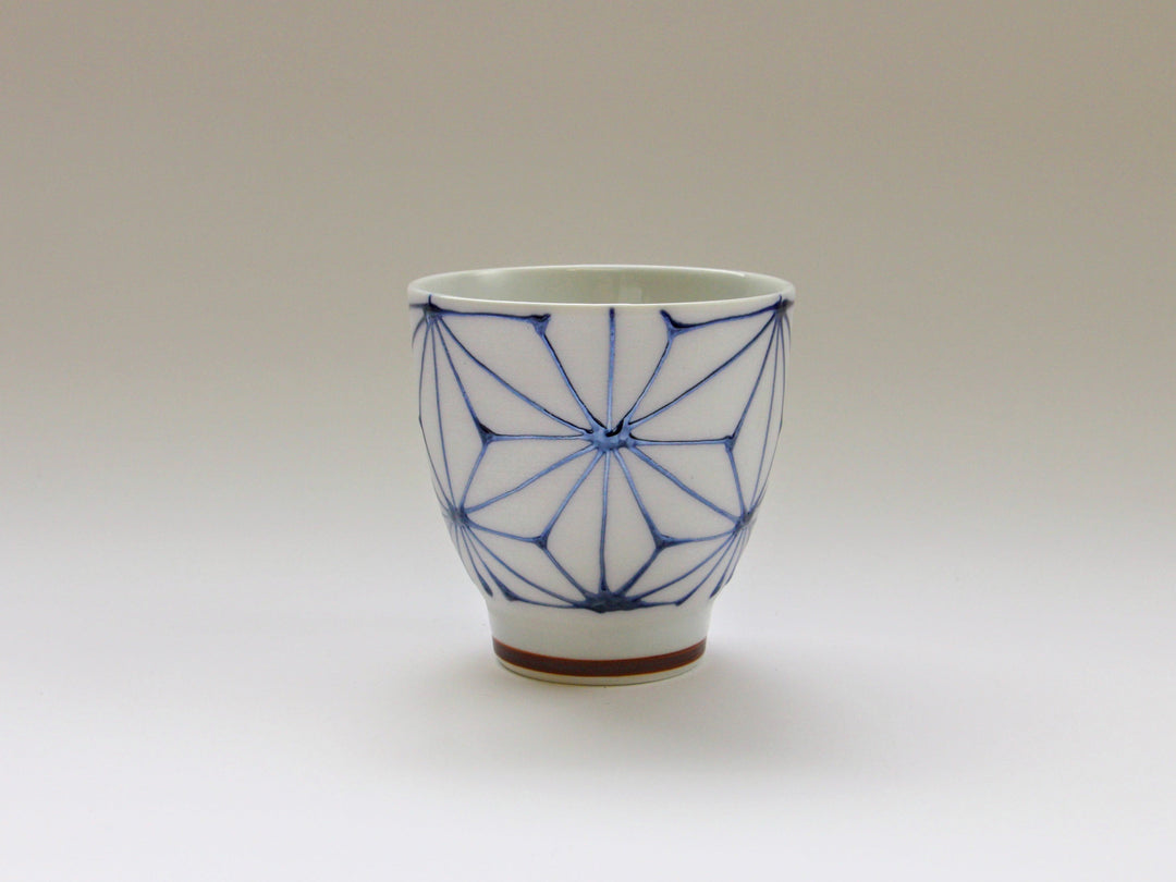 Slip Trailing Hemp Leaf Motenashi Cup Small Blue - Crafted By Fukuho Kiln