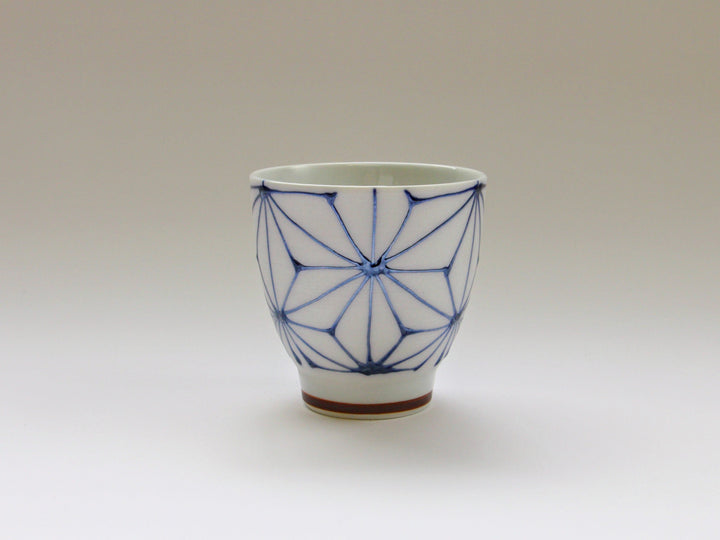 Slip Trailing Hemp Leaf Motenashi Cup Small Blue - Crafted By Fukuho Kiln