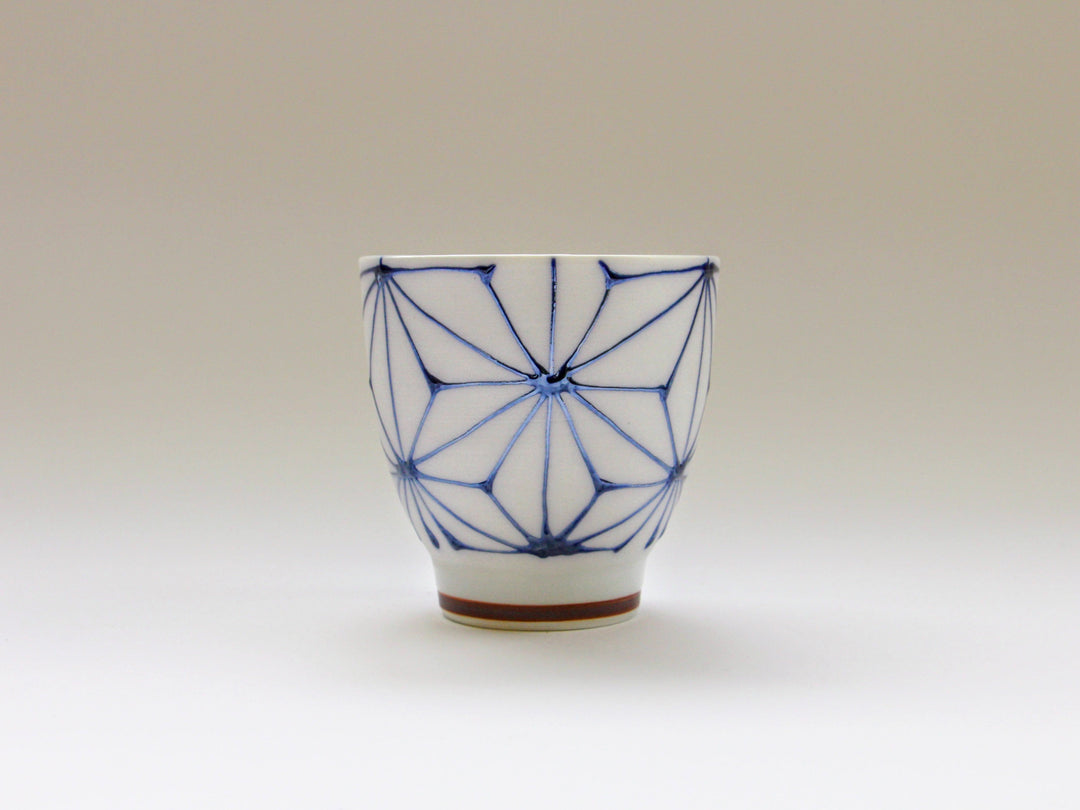 Slip Trailing Hemp Leaf Motenashi Cup Small Blue - Crafted By Fukuho Kiln