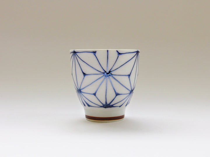Slip Trailing Hemp Leaf Motenashi Cup Small Blue - Crafted By Fukuho Kiln