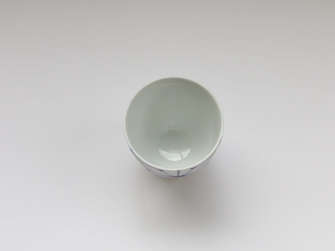 Slip Trailing Hemp Leaf Motenashi Cup Small Blue - Crafted By Fukuho Kiln