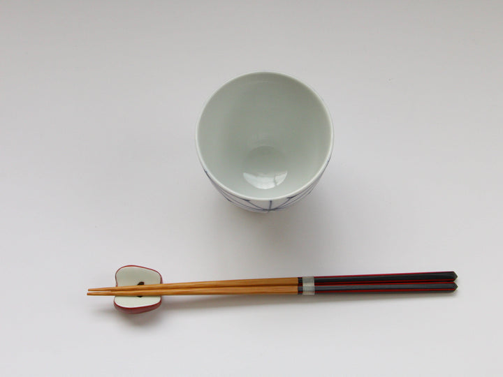 Slip Trailing Hemp Leaf Motenashi Cup Small Blue — Hand-Painted Japanese Pottery by Fukuho Kiln