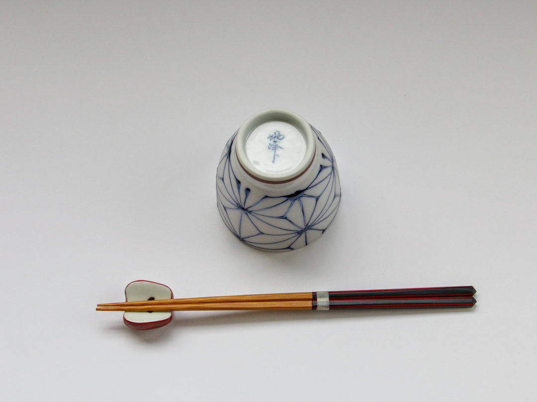 Slip Trailing Hemp Leaf Motenashi Cup Small Blue - Crafted By Fukuho Kiln