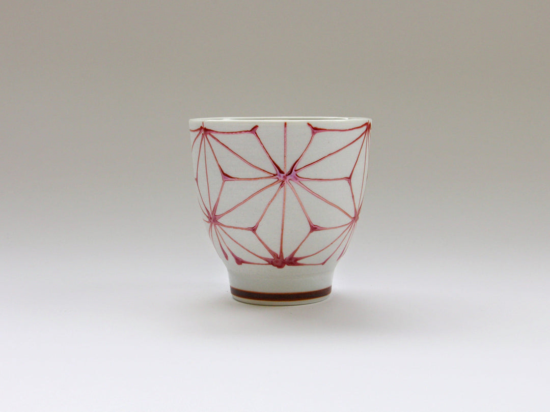 Slip Trailing Hemp Leaf Motenashi Cup Small Red - Crafted By Fukuho Kiln
