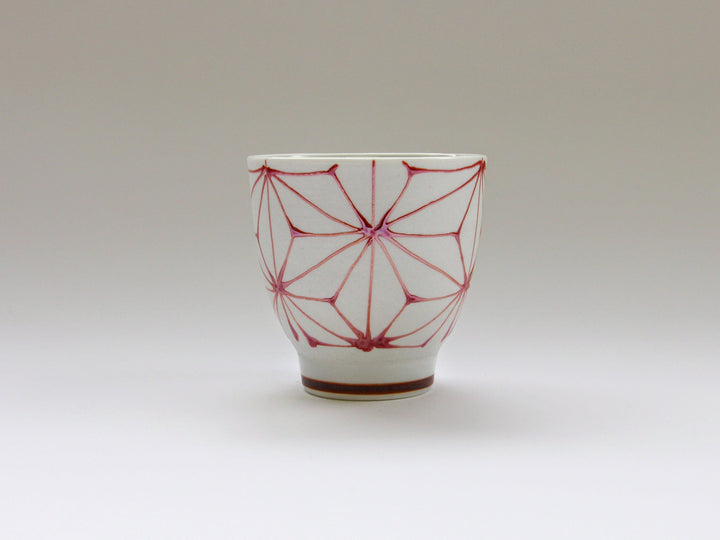 Slip Trailing Hemp Leaf Motenashi Cup Small Red - Crafted By Fukuho Kiln