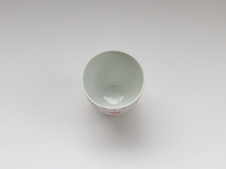 Slip Trailing Hemp Leaf Motenashi Cup Small Red - Crafted By Fukuho Kiln