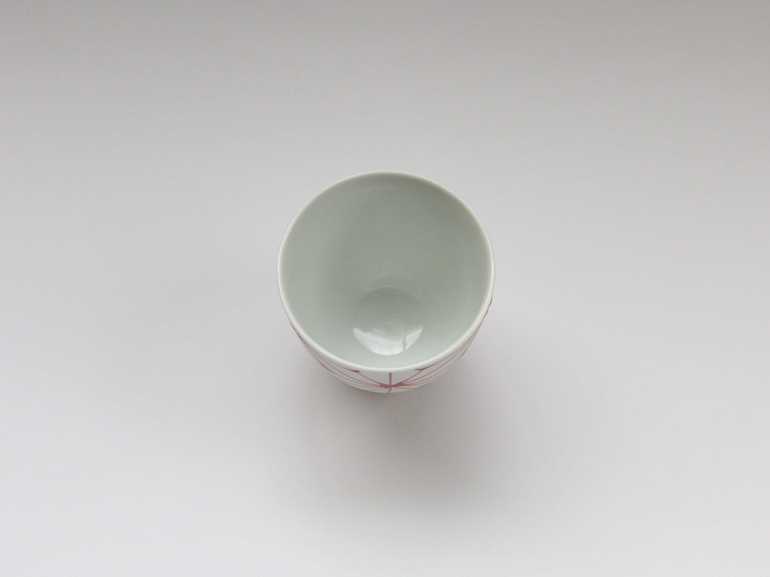 Slip Trailing Hemp Leaf Motenashi Cup Small Red — Hand-Painted Japanese Pottery by Fukuho Kiln