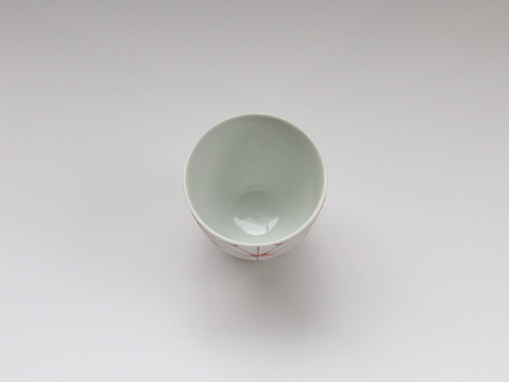 Slip Trailing Hemp Leaf Motenashi Cup Small Red — Hand-Painted Japanese Pottery by Fukuho Kiln