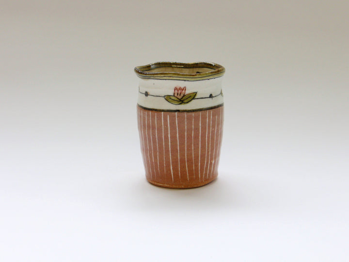 Tea Cup Lotus Pink Slip Trailing Tokusa - Crafted By Jun Kato