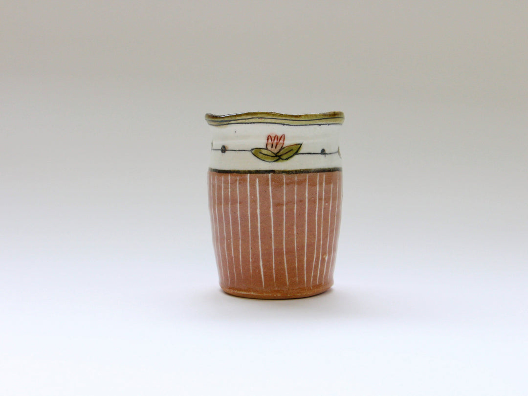 Tea Cup Lotus Pink Slip Trailing Tokusa - Crafted By Jun Kato