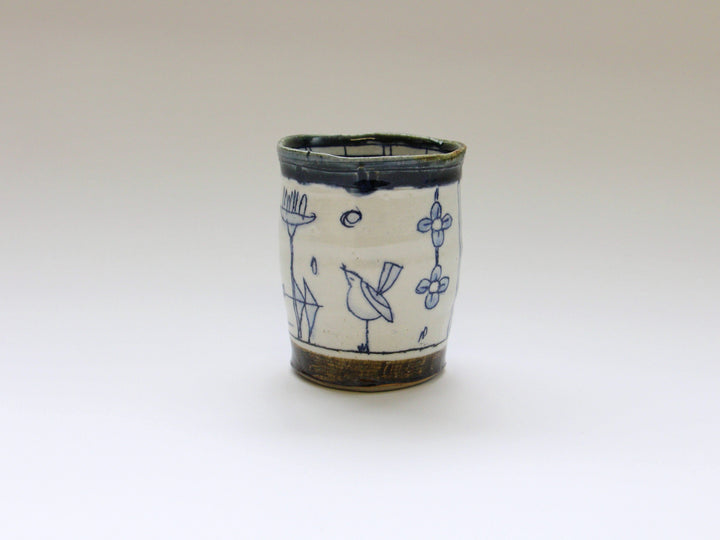 Tea Cup Blue Flowers and Birds - Crafted By Jun Kato