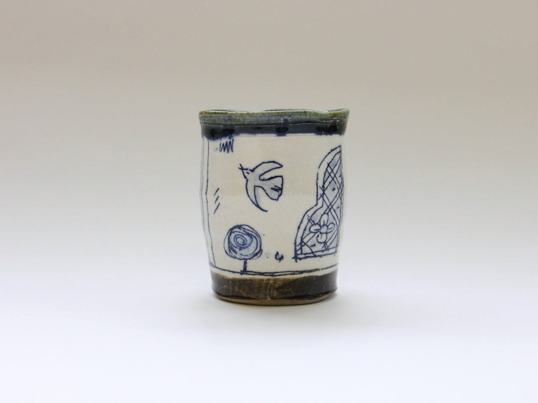 Tea Cup Blue Flowers and Birds - Crafted By Jun Kato