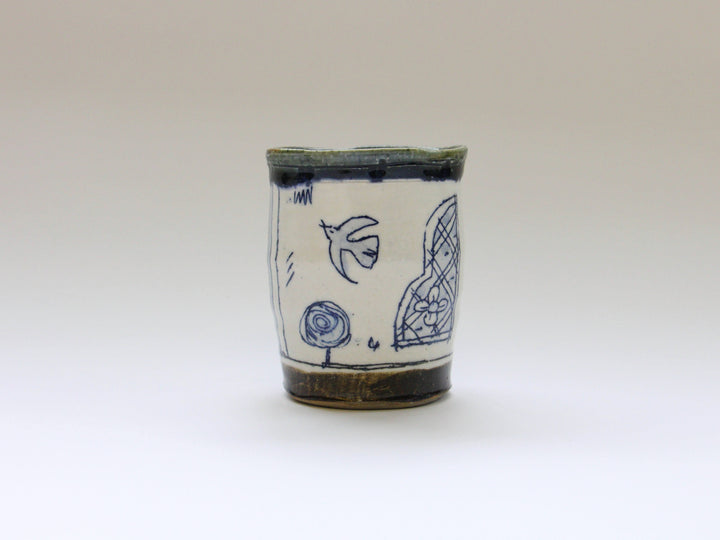 Tea Cup Blue Flowers and Birds - Crafted By Jun Kato