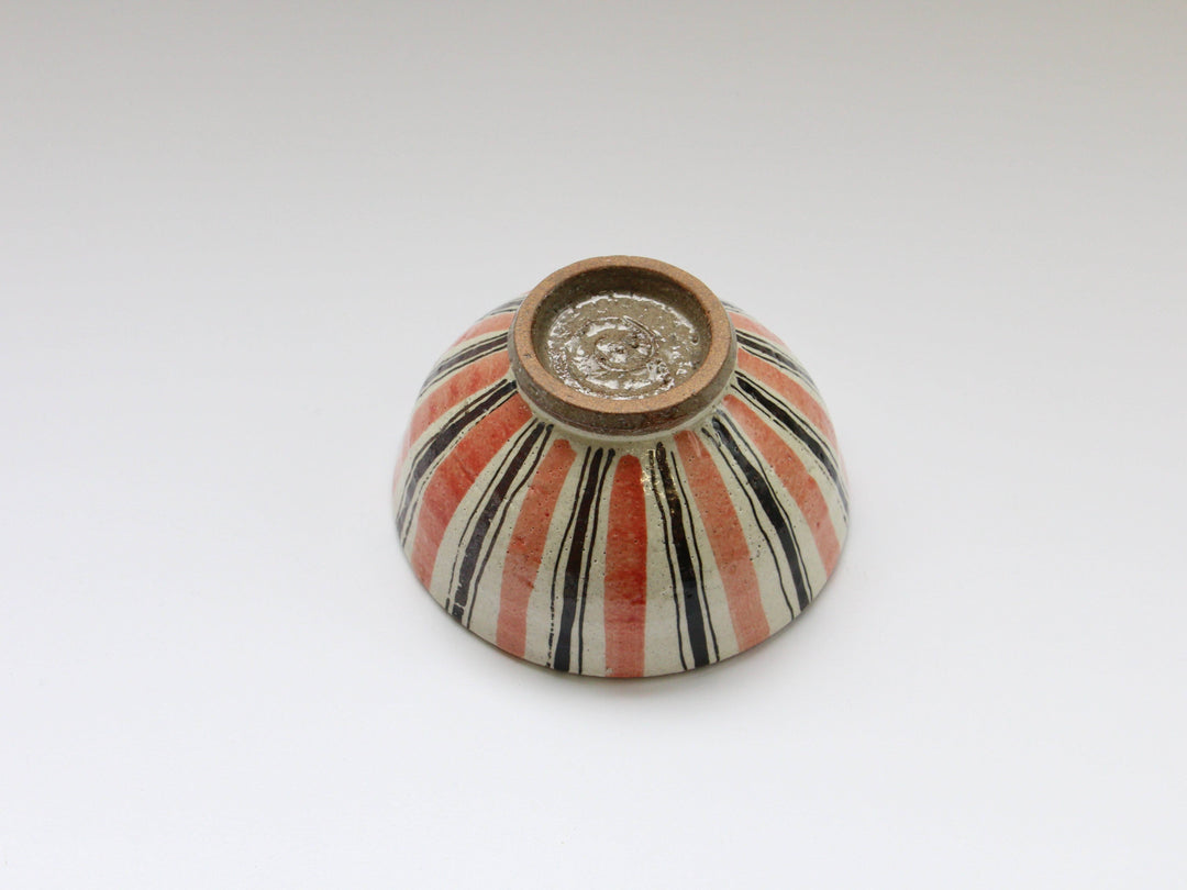 White Slip Iron Line Tokusa Rice Bowl Red - Crafted By Shinji Akane