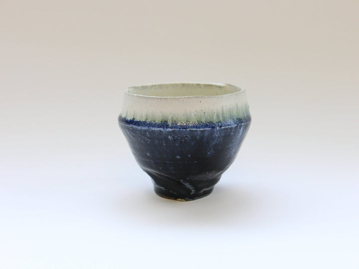 Indigo Glazed White Matte Squeezed Body Tea Cup Large - Crafted By Kazuhito Yamamoto